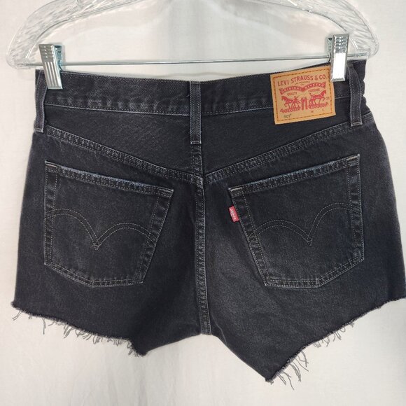 LEVI'S 501 Original Icon Black Raw Hem Button Fly Jean Short Size W28 New NO Tag - Picture 2 of 15